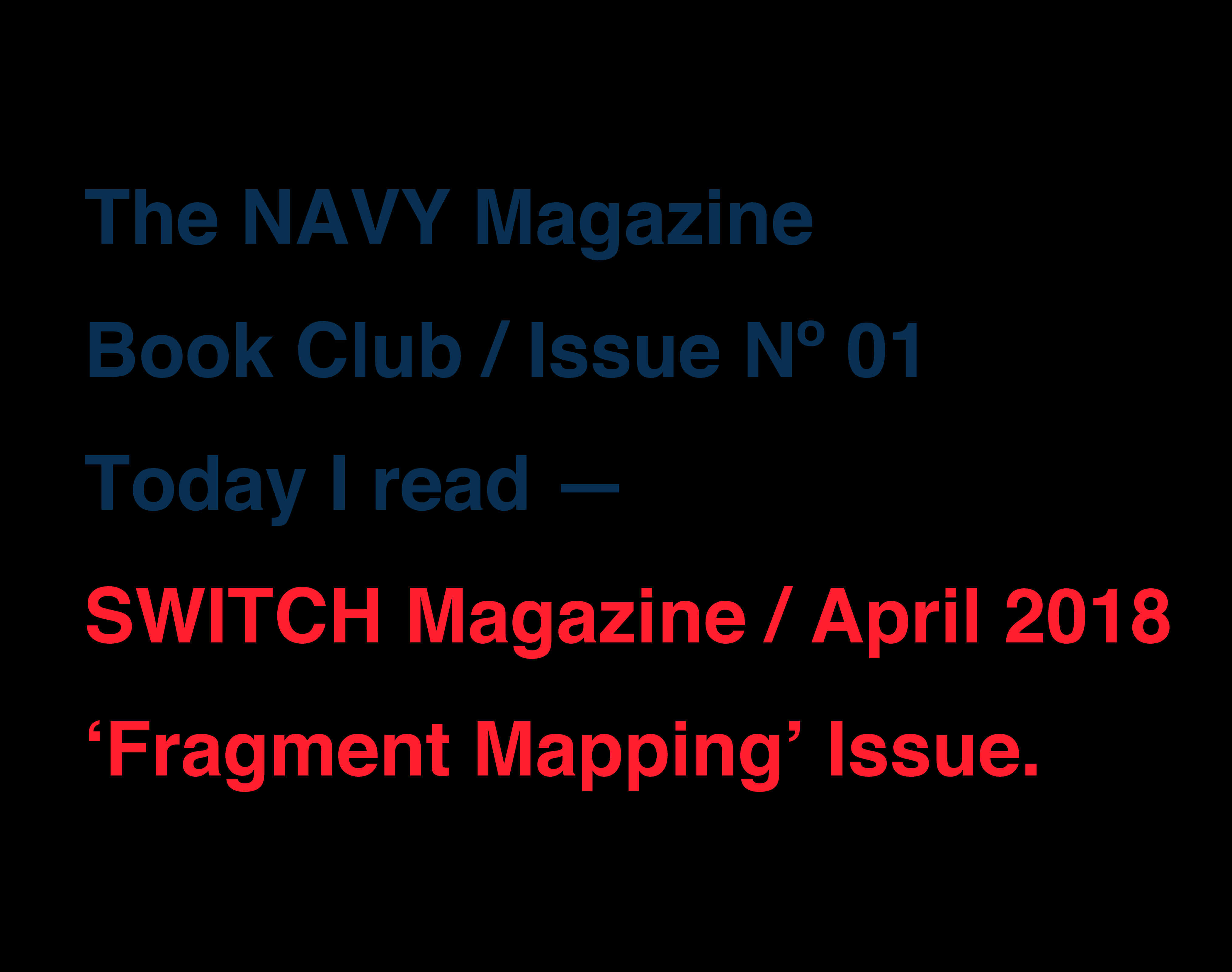 The NAVY Magazine  Book Club N° 01